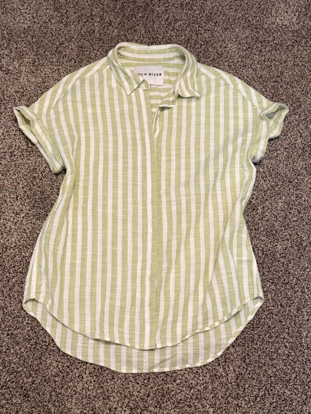 Lola River Stripe shirt women's size S Short Sleeve top blouse